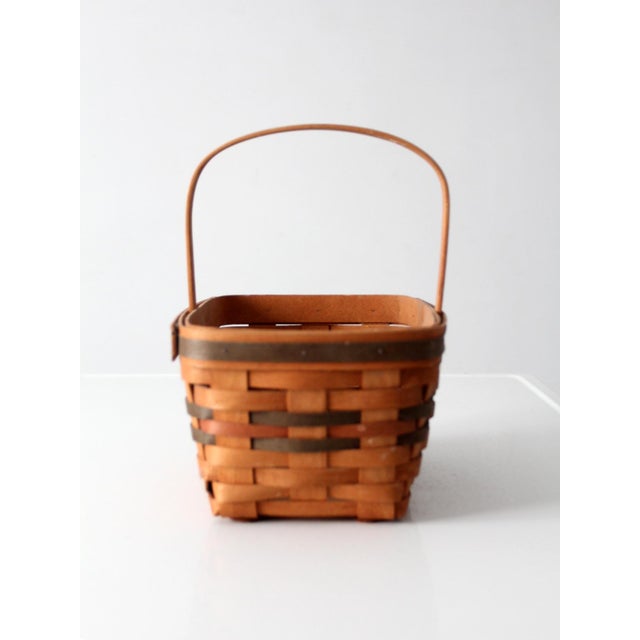 Brown 1991 Lonaberger Market Basket With Handle For Sale - Image 8 of 12