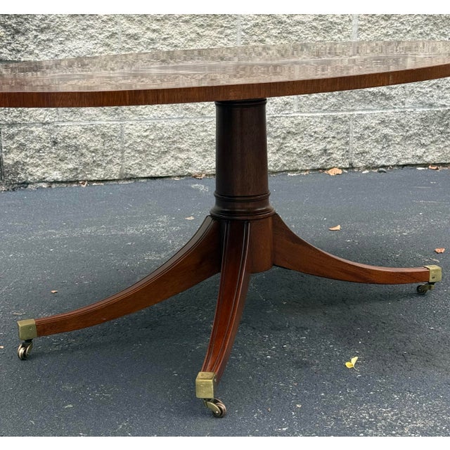 Late 20th Century Flame Mahogany Banded Regency Coffee Table For Sale - Image 4 of 11