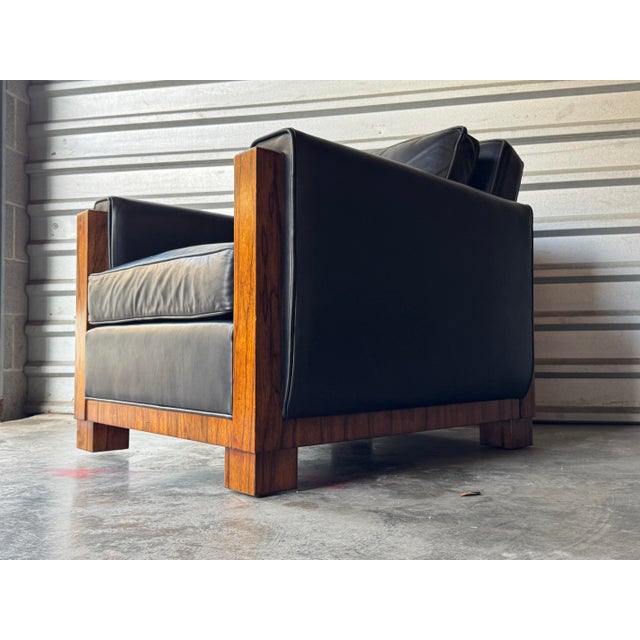 1999 Theodore Alexander Brazilian Rosewood & Genuine Sable Leather Club Chair / Armchair For Sale - Image 10 of 12