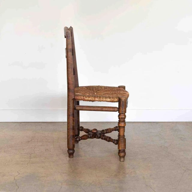 1940s French Carved Wood and Woven Chair For Sale - Image 4 of 12