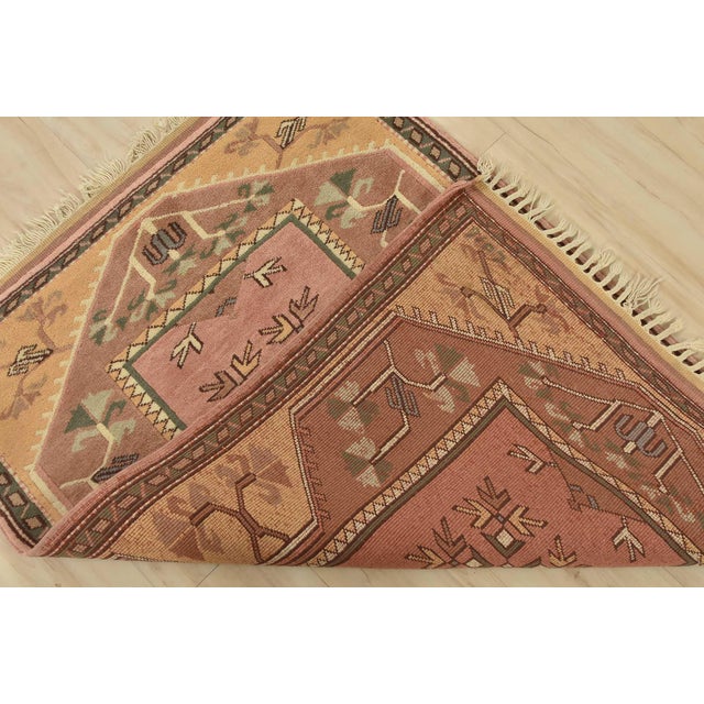 Milas Rug 3’2” X 4’4” Pink Wool Vintage Tribal Hand-Knotted Oriental Carpet For Sale - Image 11 of 12