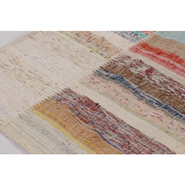 Modern Rug & Kilim's Modern Patchwork Runner Kilim in Beige with Multicolor Stripes For Sale - Image 3 of 8