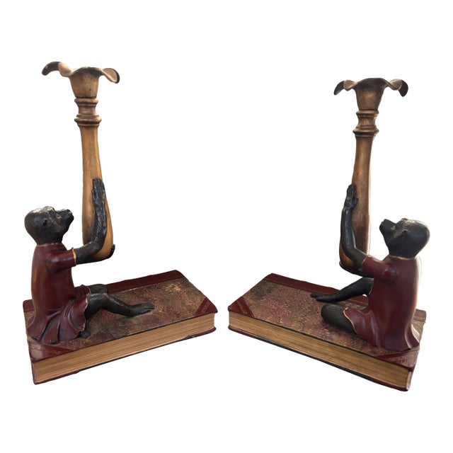 Vintage Monkey Candlesticks, j.b. Van Sciver, a Pair For Sale