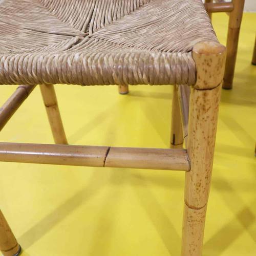 2000 - 2009 Bamboo Chairs with Woven Straw Seats, Set of 6 For Sale - Image 5 of 9