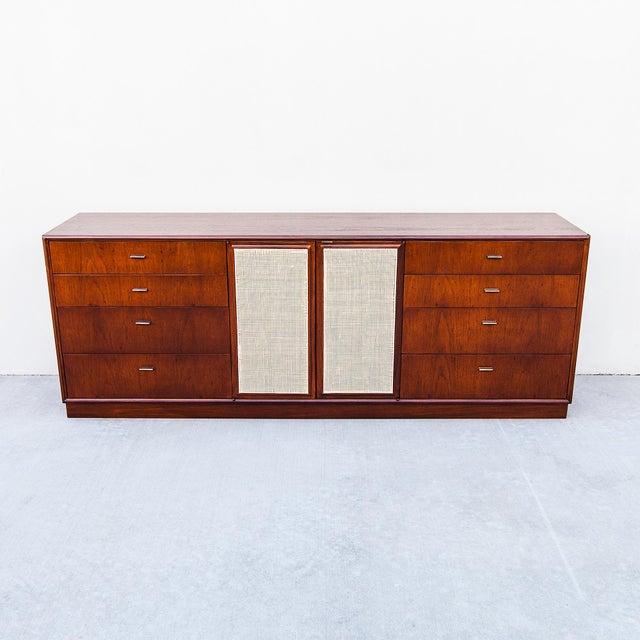 Mid-Century Modern Restored Mid Century Oak & Cane Credenza by Jack Cartwright for Founders For Sale - Image 3 of 17