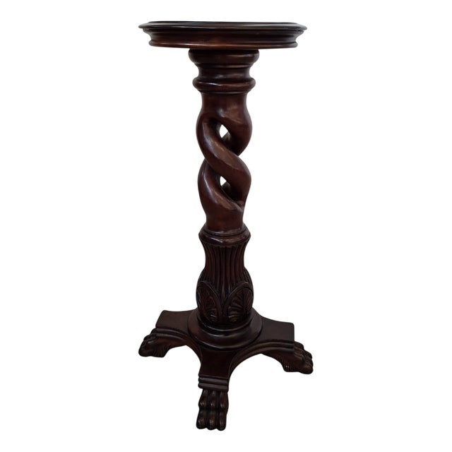 Mahogany Column Plant or Bust Stand, 1960s For Sale