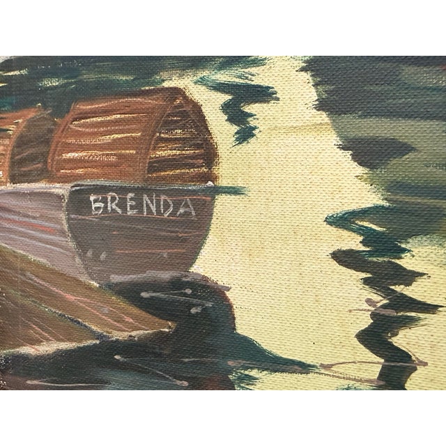 Taylor Oil Painting of Harbor Boats, Signed For Sale - Image 9 of 12