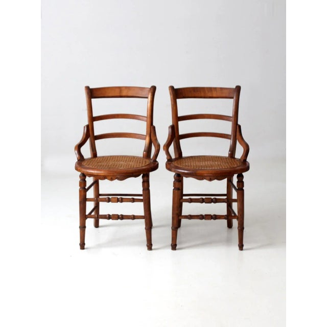 Antique Victorian Cane Seat Chairs Pair For Sale - Image 13 of 13