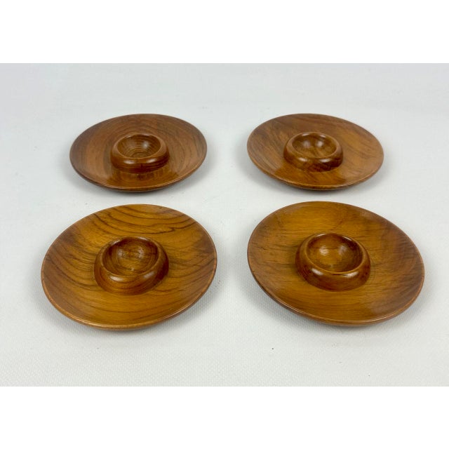 Mid-Century Modern Scandinavian Teak Egg Cup by Karl Holmberg for Akta Teak, 1960s, Set of 4, in Flawless conditions....