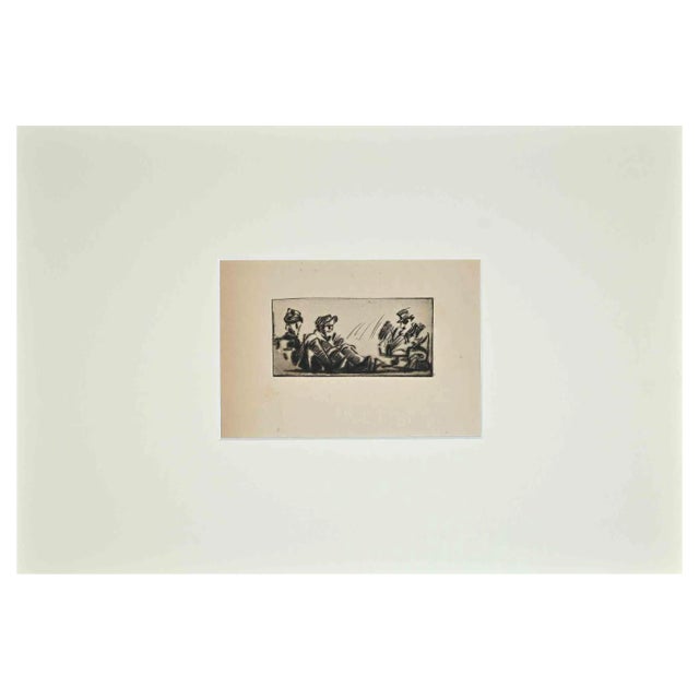 Anselmo Bucci, Soldier at the Front, Original Etching, 1910s For Sale