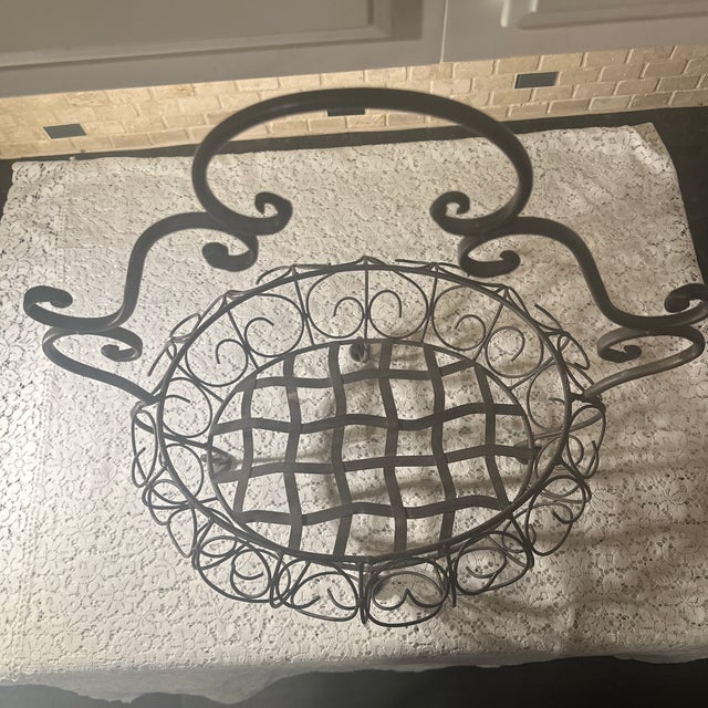 XL-Tall Metal, Footed Basket For Sale - Image 4 of 9