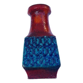 Red and Blue Lava Vase from Bay, 1960s For Sale