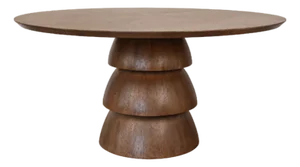 Matthew Izzo Home Callum 60" Round Three Tiered Base Oak Dining Table