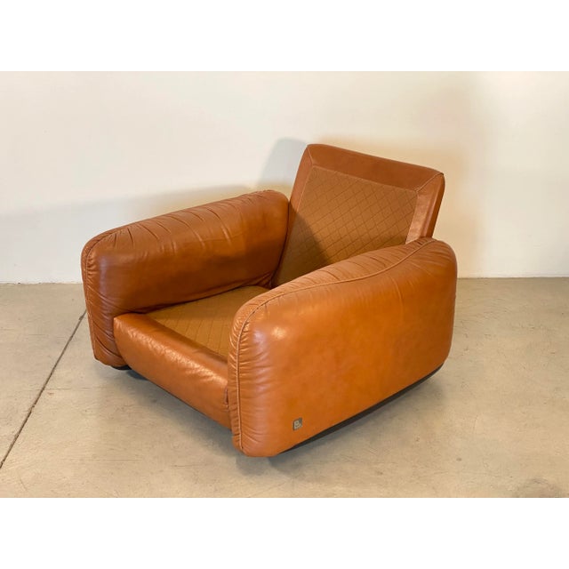 Set of Piumotto Model Leather Armchairs by Arrigo Arrigoni for Busnelli, 1970s For Sale - Image 15 of 18