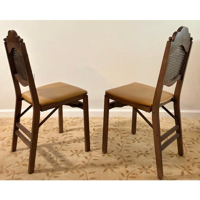 Mid-Century Modern Vintage Mid-Century Stakmore Cane Back Folding Chairs, Set of 6 For Sale - Image 3 of 11