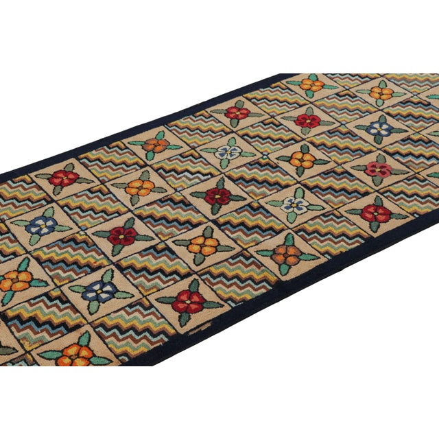 Handmade in wool and originating circa 1920-1930, this 3x8 rug is a rare and exciting new curation in Rug & Kilim’s...