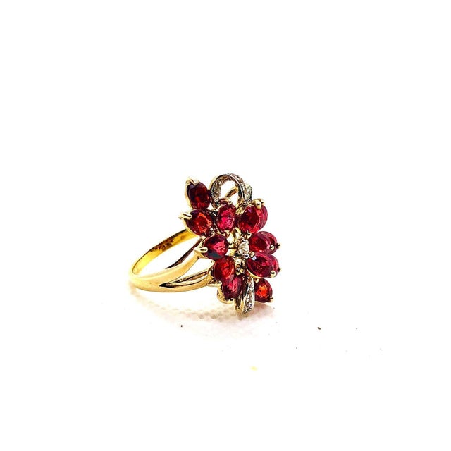 Gemstone Bochic “Orient” Vintage Orange Sapphire & Cognac Diamond Ring Set In 18K Gold & Silver For Sale - Image 7 of 11