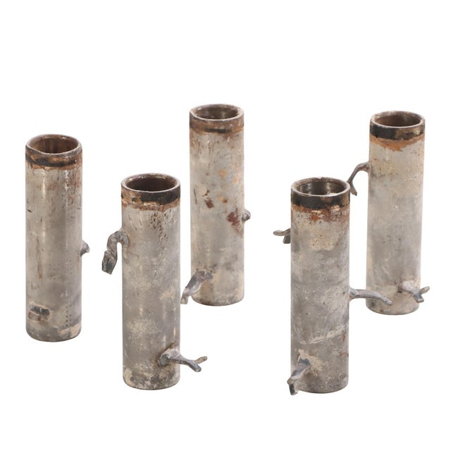 Bronze Set of Five Rotating Bronze Bar Stools With Upholstered Seats, C. 1960 For Sale - Image 8 of 8