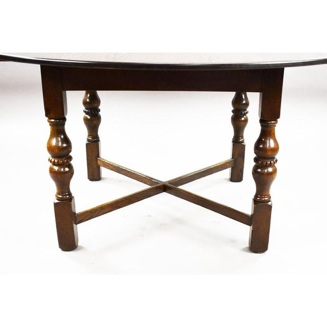 Brown Vintage Oak Draw Leaf Dining Table and Chairs, 1920, Set of 5 For Sale - Image 8 of 10