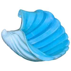 1960s Italian Alfredo Barbini Murano Baby Blue Conch Shell Centerpiece Bowl