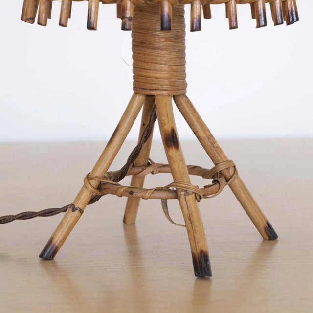 Wood 1960s French Rattan Table Lamp For Sale - Image 7 of 9