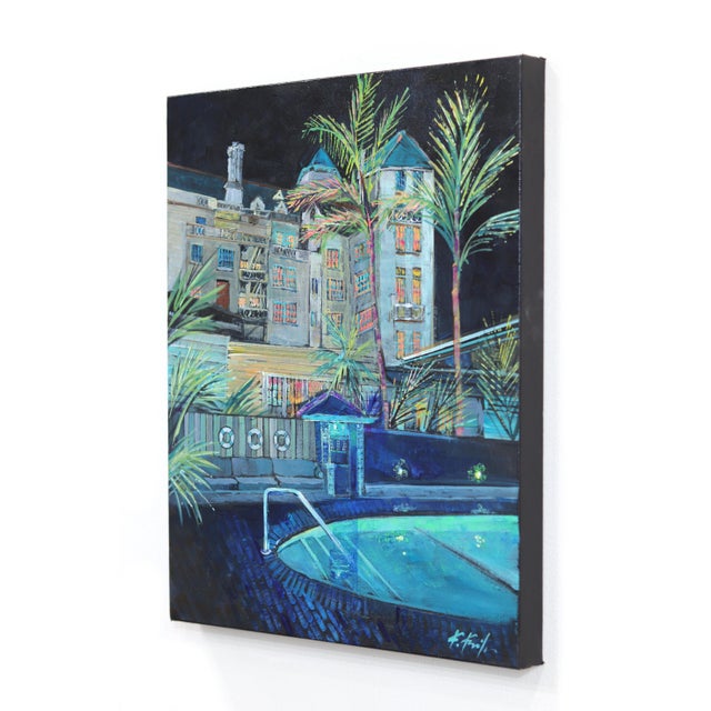 Electric Blues at the Chateau - Hollywood Hotel Still Life Painting Original Artwork by Kathleen Keifer For Sale In Los Angeles - Image 6 of 8