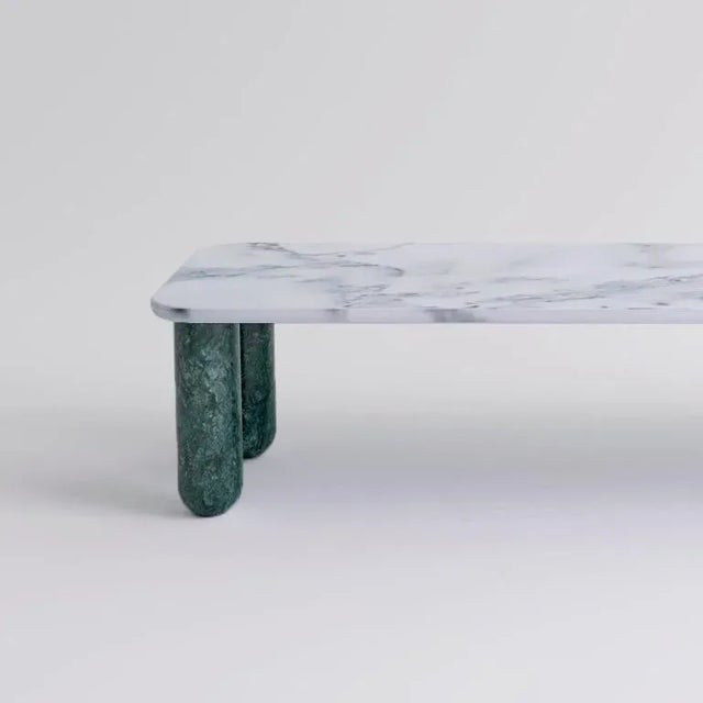 Contemporary Large White and Green Marble Sunday Coffee Table by Jean-Baptiste Souletie For Sale - Image 3 of 8