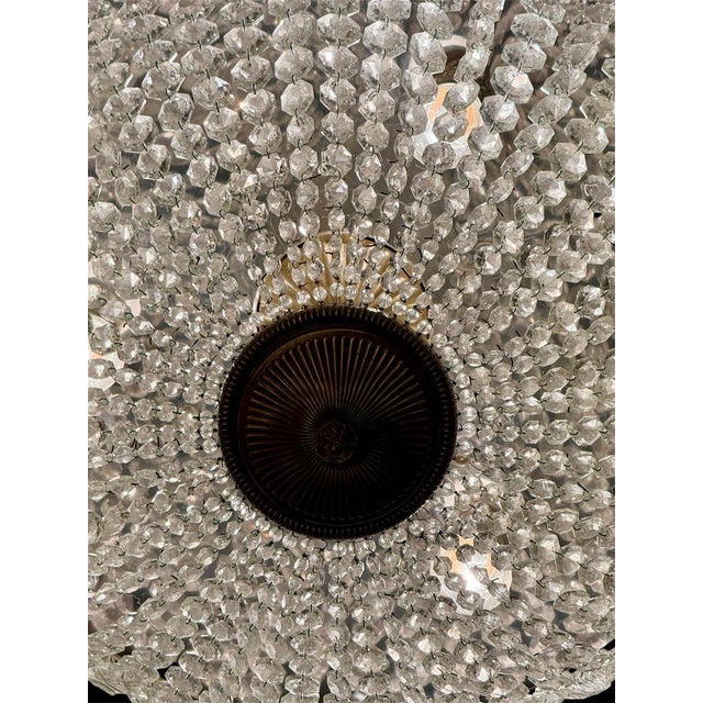 Metal Crystal Ceiling Light in Empire Style, 1920 For Sale - Image 7 of 8
