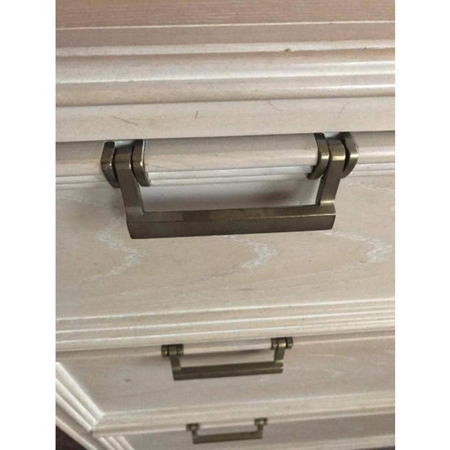 Off-white Pair of 1970s Drexel Cerused Oak Nightstands / Dressers With Brass Hardware For Sale - Image 8 of 8