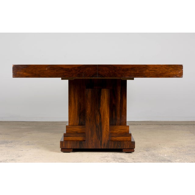 1930s French Art Deco Square Rosewood Dining Table With Architectural Pedestal Base For Sale - Image 14 of 18