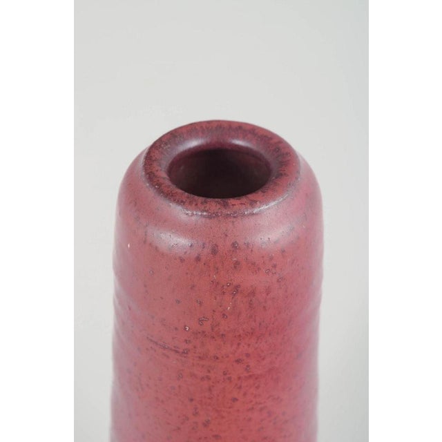 Ceramic Vase with Cylindrical Form and Deep Red Glaze by Mobach, Holland, 1970s For Sale - Image 3 of 5