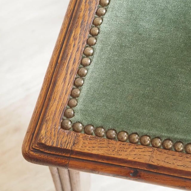 Wood Art Deco Chairs in Oak and Green Velvet, 1920s, Set of 4 For Sale - Image 7 of 11