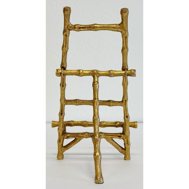 Vintage Brass Faux Bamboo Motif Table Easel For Sale In Kansas City - Image 6 of 8