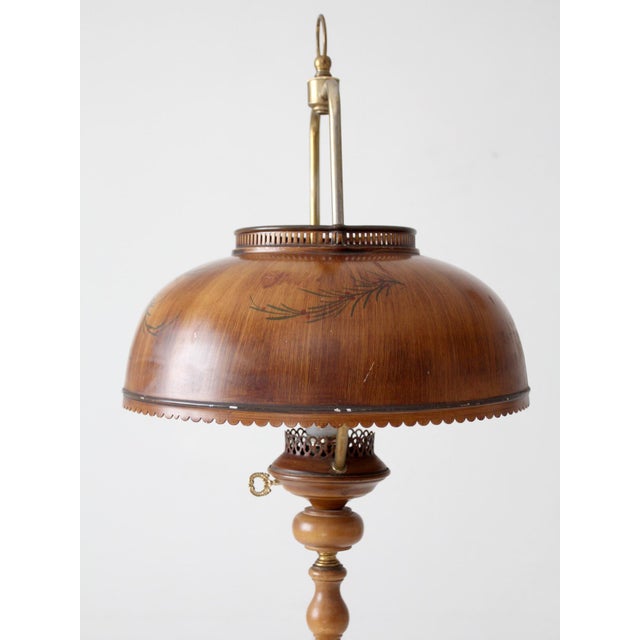 Brown Vintage Faux Bois Floor Lamp With Hand Painted Pinecone Shade For Sale - Image 8 of 18