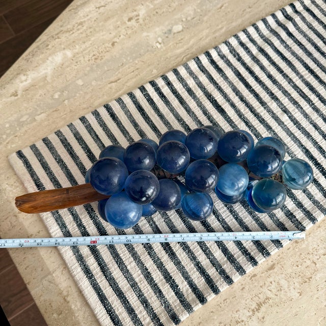 XLarge 16” Mid Century Vintage Blue Lucite Grape Cluster on Driftwood Kitschy For Sale In Palm Springs - Image 6 of 7