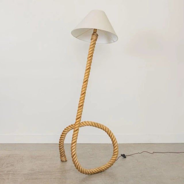 Textile Large French Sculptural Rope Floor Lamp in the Style of Audoux-Minet For Sale - Image 7 of 17