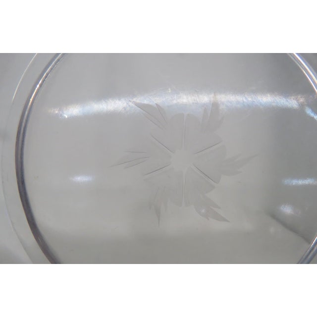 Depression Era Clear Glass Hexagon Plates Etched Floral Design 6pc Set 4852b For Sale - Image 4 of 11