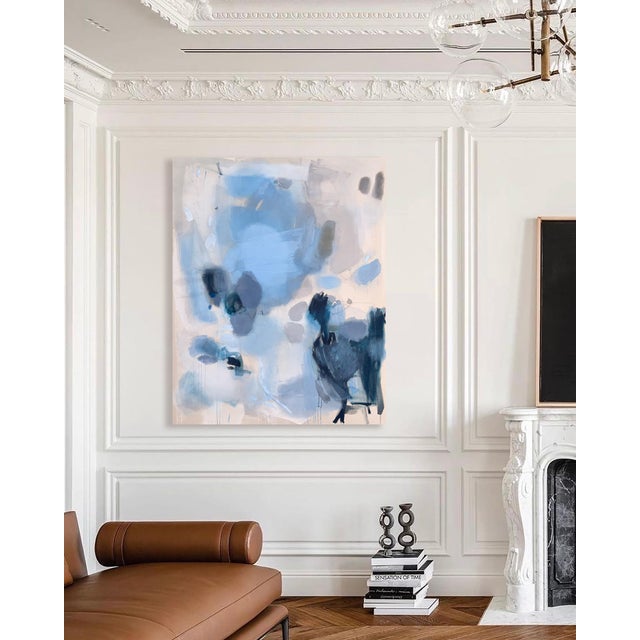 “Lakeside Reverie” is a large-scale contemporary abstraction mixed media painting exploring atmosphere, depth, and...