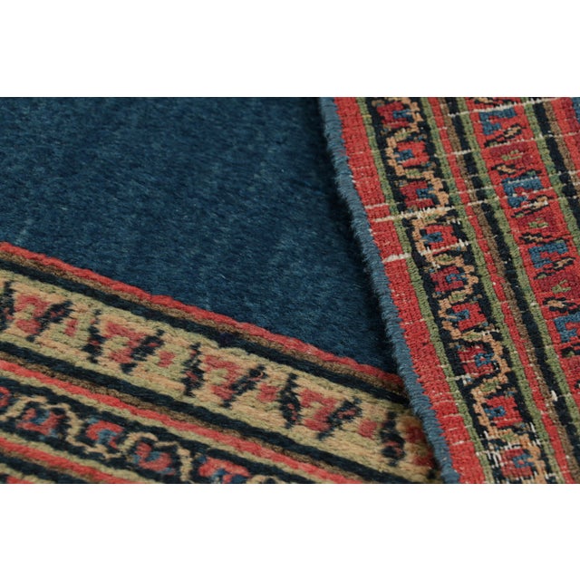 Antique Persian Doroksh Rug in Teal Blue With Diamond Medallion - Rug & Kilim For Sale - Image 9 of 9