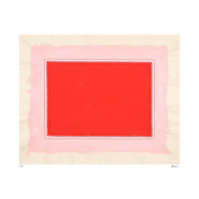 Bright Red and Pink Abstract Art Print, Limited Edition of 25, Signed by Artist Emily Keating Snyder, 33 X 42 In. For Sale