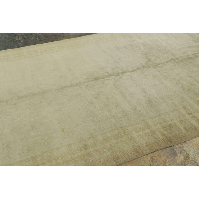 Rug & Kilim Antique Oushak Gallery Rug in Green Minimal Open Field Design - Rug & Kilim For Sale - Image 4 of 7