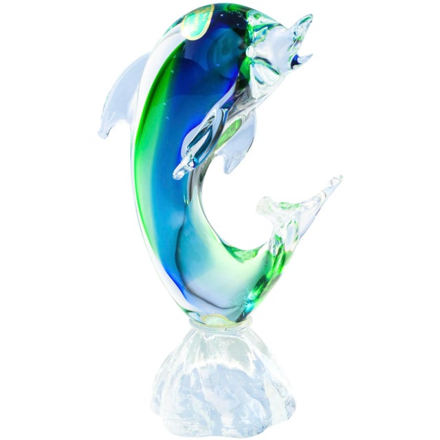 This sensational vintage dolphin figurine is just the right addition to your Murano art glass collection, distinguished by...