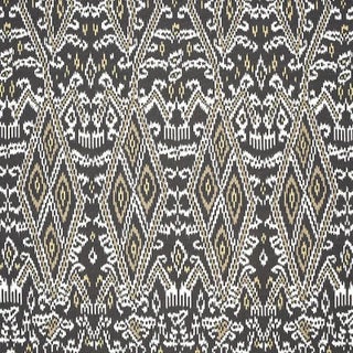 Sample- Schumacher Maya Ikat Print Fabric in Ash For Sale