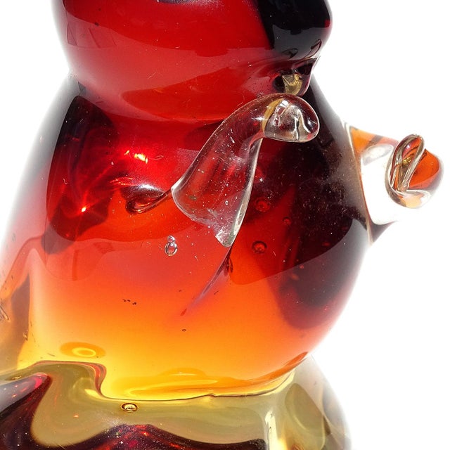 Cenedese Cenedese Murano Sommerso Vintage Red Orange Fade Italian Art Glass Bunny Rabbit Figurine Sculpture For Sale - Image 4 of 6