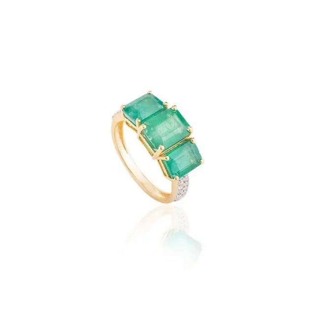 Not Yet Made - Made To Order 4.14 Ctw Three Stone Engagement Ring Size 6 For Sale - Image 5 of 8