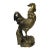 Vintage Brass Color Metal Rustic Fengshui Tilted Upward Rooster Figure For Sale