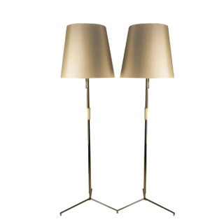 Large Model 2035 Helios Floor Lamps in Brass by J. T. Kalmar, 1960s, Set of 2 For Sale