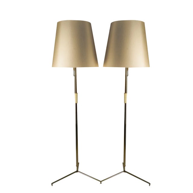 Large Model 2035 Helios Floor Lamps in Brass by J. T. Kalmar, 1960s, Set of 2 For Sale