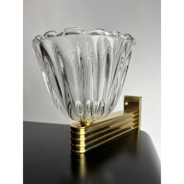 Murano Glass Wall Lamps attributed to Ercole Barovier, Italy, 1990s, Set of 2 For Sale - Image 4 of 10