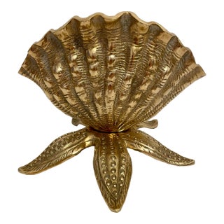 Brass Seashell Nautilus Planter on Starfish Base For Sale